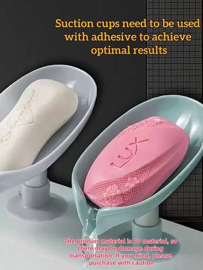 1pc Leaf-Shaped PP Material Suction Cup Soap Dish. Leaf-Shaped Soap Dish With Drainage Hole. Soap Dish With Suction Cup, Non-Slip. Suitable For Shower, Bathroom, Kitchen Sink, Bathroom Accessories, Home Bathroom Decor, Bathroom Storage And Organization, Autumn Decor, Back To School Decor, Christmas, Thanksgiving Gift (Random Color) Bathroom Accessories Bathroom Tools