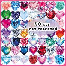 50pcs Dreamy High-Quality Exquisite Sparkling Heart Diamond Decorative Envelopes, Stickers For Desktops, Phone Cases - Multicolor - View 8