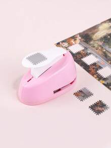 1件便携式粉色压花工具，创意复古印章造型剪纸工具，手工制作、学校和办公用品必备 - 粉色 - 查看 6