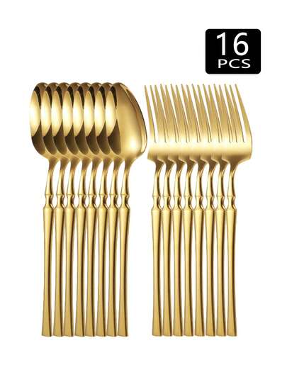 2/4/8/16pcs Stainless Steel Cutlery Set, Dinner Forks And Spoons, Suitable For Restaurants, Hotels, Weddings, Schools