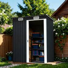 Casa De Almacenamiento Bodega Cobertizo Exterior Para Jardin - Negro - Ver 2