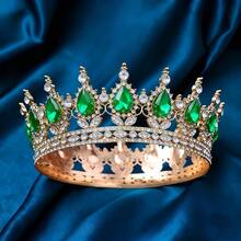 Această coroană luxoasă de prințesă este împodobită cu pietre strălucitoare, fiind alegerea perfectă pentru mirese. Designul este rafinat, strălucitor și elegant. Această coroană rotundă este un accesoriu de păr sofisticat pentru doamne, foarte potrivit pentru ocazii speciale. - Multicolor - Vizualizare 10