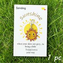 1/2/5pcs Set Energetic Sun Keychain, Mini Bag Charm Accessory, Comes With Motivational Sun Card, Suitable As Encouragement Gift For Family, Friends, Colleagues And Employees, Also A Gift Full Of Energy - Multicolor - View 5