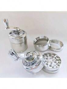 重型手动研磨机 - 不锈钢结构，双层研磨设计，适用于香料、草药、咖啡、烟草研磨机，无需电力 - 适合家庭、露营、厨房使用 - 送给厨师和烹饪爱好者的完美礼物，草药研磨机，时尚外观，金属质感，紧凑设计，多级研磨，户外探险者必备，手动咖啡研磨机，金属研磨机，迷你研磨机 - 彩色 - 查看 4