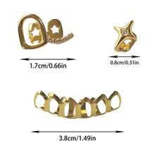 1 Set Hollow Zirconia Studded Star Shaped 6-Prong Hollow Tooth Grillz, Unisex Daily Wear Accessory