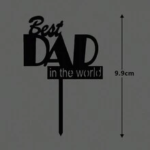 1pc/Set 2D Flat Acrylic "Happy Birthday Dad" Cake Topper, Acrylic Dad Birthday Cake Insert - Black - View 7