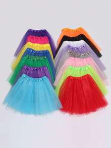 1pc Adult Tutu Skirt, Mesh Princess Puff Skirt, Cosplay Tutu Dress, Birthday Party Role Play Costume, Dance Performance Puff Skirt - Hot Pink - View 4