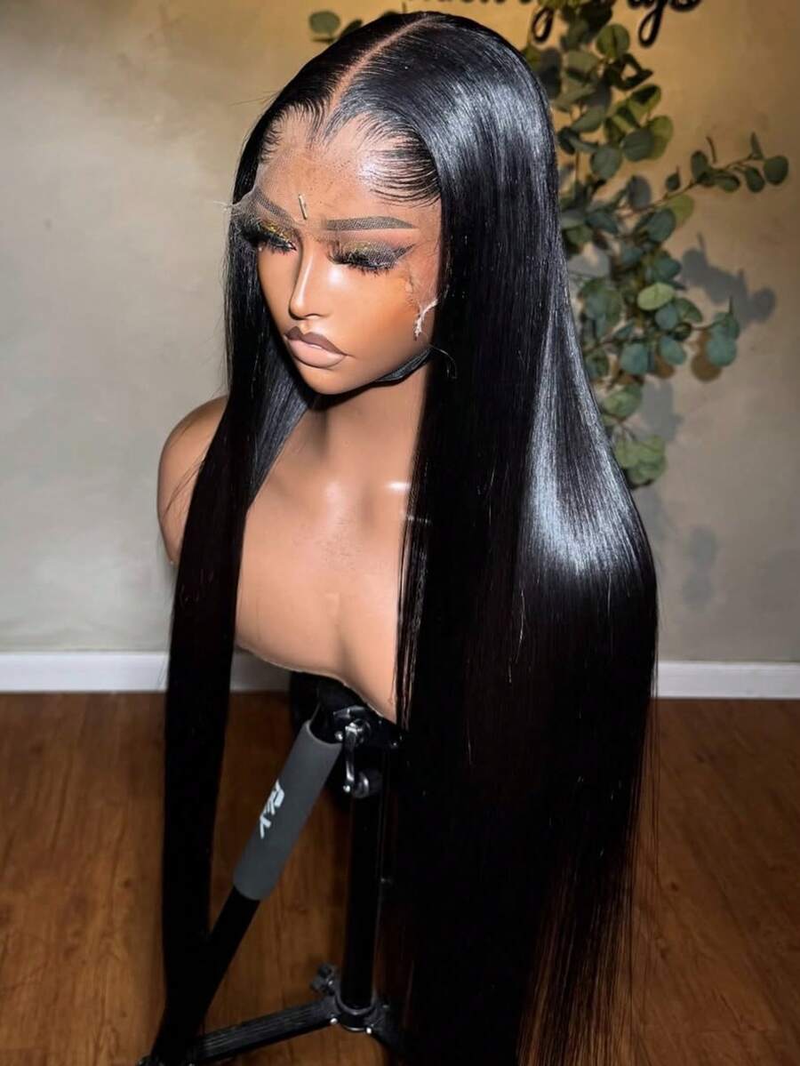 34 Inch Lace Front Wig Human Hair 100% Brazilian Virgin Human Hair Wig Straight Lace Front Wigs Human Hair 250% Density Colored Human Hair Wig 13x4 HD Lace Frontal Wig For Women Natural Black Colored Pre Plucked With Baby Hair Natural Hairline - Natural Black - 查看 1