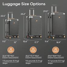 Joyway 3 Piece Luggage Set 20 24 28 Inch Polypropylene Hardside Suitcases With 360° Spinner Wheels & TSA Lock, Lightweight Durable Carry On Included For Business Travel And Family Trips - 灰色 - 查看 5