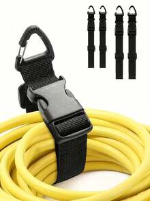 2个17/25英寸可调节延长线收纳架，带三角夹，适用于车库整理和存放，重型延长线挂钩，男士工作室适用（黑色） - 彩色 - 查看 1