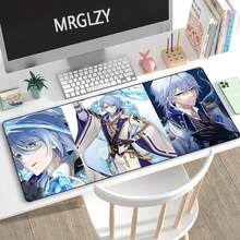 Kamisato Ayato Non-Slip Mouse Pad Genshin Large Desk Mat Gaming Mouse Pad Rubber Keyboard Mousepad  Mouse Mats For PC - 15.75*31.5英寸 - 查看 6