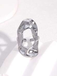 1pc Fashionable Asymmetrical Geometric Gold-Plated Stainless Steel Open Ring, Suitable For Women's Daily, Party And Date Wear