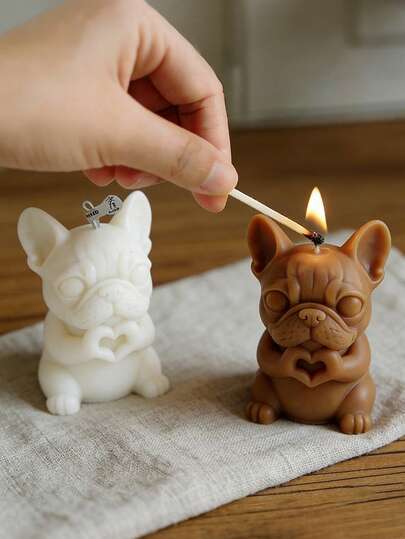 1pc Exquisite Pet Heart Candle Collection | Handmade Soy Wax Aromatherapy Candle For Valentine's Day/Wedding Season/Birthday/Anniversary/Thanksgiving - Cute Decorative Candle Home Centerpiece Bestfriend Gifts Gift For Woman Festival Candles