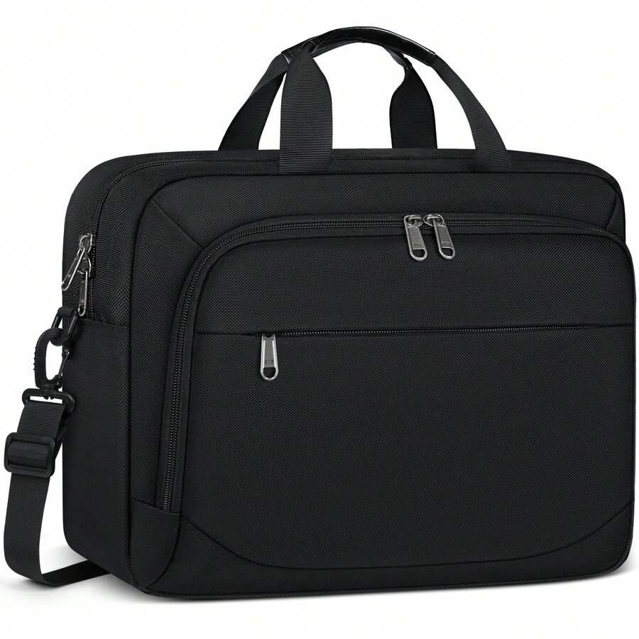 Men's 15.6-Inch Laptop Bag Waterproof Laptop Briefcase Laptop Shoulder Bag Portable Laptop Bag With Detachable Keychain For Business, Travel, Work, And College, Black Laptop Case - Multicolor - View 1