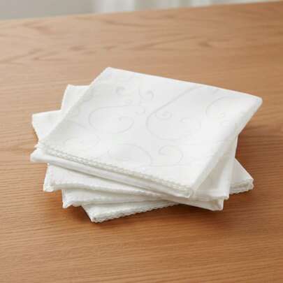 4/6 piezas Servilletas de Jacquard, Servilletas decorativas navideñas, Decoración de mesa de boda, Servilletas de tela blanca sencillas y elegantes