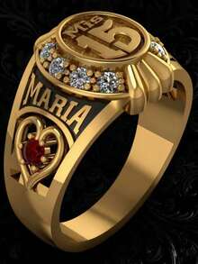 1件高品质个性化15周年纪念礼物奢华珠宝，时尚情侣结婚戒指，订婚戒指，镶嵌奢华红色锆石，情人节礼物，生日礼物，派对礼物 - 紅色 - 查看 4