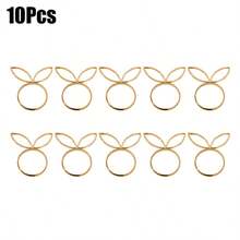 6/10/20pcs Easter Holiday Table Decor, Rabbit Ear Hollow Napkin Rings, Available In Gold And Silver Colors. Hotel Easter Table Decoration. - Multicolor - View 13