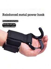 1 Pair Lifting Hooks With Wrist Wraps, Gym Grip Handle, Strength Training Straps, Pull Up Bar Hooks, Weightlifting Gloves, Anti-Slip, Premium - Multicolor - View 4