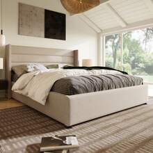 Storage Bed, Soft Bed, Hydraulic Double Bed, Dimensions 160x200 Cm, Including A Mattress, Wooden Slatted Bed, Metal Frame Bed, Linen Bed, Beige Bed