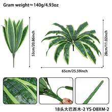 1 件 20.86 英寸多款式人造巴西木树叶 - 可调节枝条设计，适用于日常家居装饰 - 巴西木 - 查看 7
