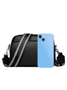 1pc Women's Square PU Leather Bag With Adjustable Shoulder Strap, Scratch-Resistant And Durable, Can Hold Passport, Cash, ID Card, Credit Card, Lightweight And Portable, Suitable For Commuting/Travel, Fashionable Solid Color - Black - View 5