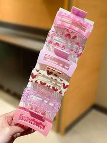 6/4/2 قطعة مشابك شعر مربعة مطبوعة بشكل قلب للنساء، إكسسوارات شعر حلوة وجميلة، مناسبة لعيد الحب، الارتداء اليومي العادي، الخروجات، الحفلات، المواعيد، الطول تقريبًا 3.35 بوصة/8.5 سم، إكسسوارات نسائية، هدية عيد الحب للنساء مشابك شعر أنيقة - متعدد الألوان - مشاهدة 5