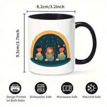 1pc, 11oz, Little Mermaids Reading Books In An Archway, Reusable Mug Home, Office, And Gatherings, Great Parties - màu đen - Xem 4