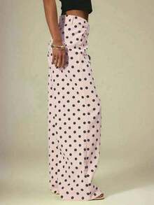 Polka Dot Jeans Women Low Rise Cute Baggy Jeans Y2k Straight Wide Leg Boyfriend Denim Pants Streetwear - 粉色 - 查看 4
