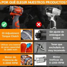 Atornillador De Impacto Inalámbrico 16v 1/4' Con 2*2ah color naranja - Naranja - Ver 9