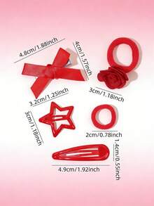 Conjunto de 148 peças de acessórios de cabelo com laço de rosa para o Dia dos Namorados, para meninas, incluindo presilhas de cabelo em vermelho e rosa, elásticos de cabelo em formato de estrela e presilhas de jacaré. Ideal para presentear em festas e feriados. Acessórios de cabelo para adolescentes.