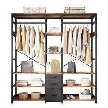 Closet Multifuncional,Armario de Ropa Industrial - Ideal para Dormitorio o Boutique - Marrón - Ver 1
