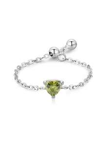 1 chiếc nhẫn bạc 925 đính đá sinh nhật, dây chuyền điều chỉnh được, thích hợp cho nữ giới đeo hàng ngày và làm quà tặng sinh nhật. - Bạc - Xem 17