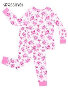 MOSSRIVER Baby Girls Pink Bow And Floral Print Long Sleeve Tee & Pants Set - Sweet Mother's Day/Father's Day Outfit - Màu Hồng baby - Xem 4