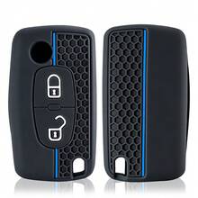 适用于雪铁龙 C2 C3 C4 C5 C6 Xsara Berlingo、标致 207 307 308 407 607 807 的优质硅胶汽车钥匙套 - 防震、防尘、防刮，全方位保护钥匙壳，柔软耐用材质，完美贴合汽车钥匙 - A - 查看 9