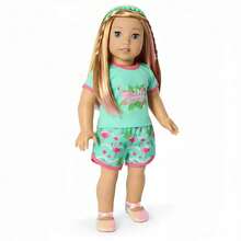 18" American Girl Doll Summer Short Sleeve Pajama Set, Bald Doll With Shorts Outfit - Multicolor - View 6