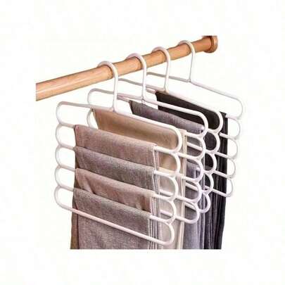 5Pcs Multi-Layer PP Plastic Pant Organizers - Foldable Heavy-Duty Closet Storage Racks For Pants.