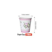 一套粉色花卉图案一次性餐盘、餐巾纸、杯子，适合25位客人，一次性派对用品，适用于生日、婚礼、主题派对、家庭野餐等场合。 - 彩色 - 查看 7