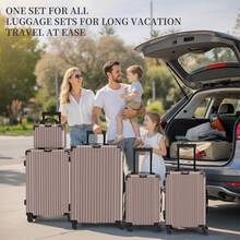 YSTYLE Suitcase, 5-Piece Set, Made Of PVC, With Combination Lock, Silent Wheels, Adjustable Length, Suitable For Business Trips, Boarding Schools And Student Dormitories For Storing Clothes. - 淺棕色 - 查看 8