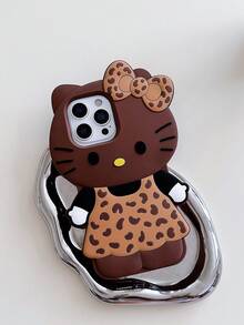 SANRIO 三丽鸥卡通3D豹纹KT猫手机壳，兼容 17/16 Pro Max；硅胶保护套，兼容 15、14、13、13 Pro Max、Creative 15 Pro Max - 彩色 - 查看 1