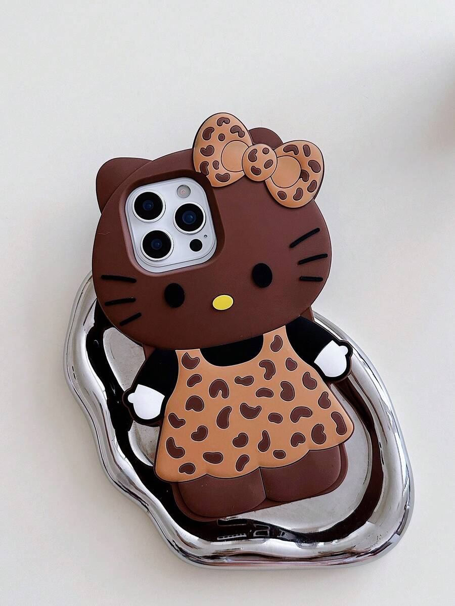 SANRIO 三丽鸥卡通3D豹纹KT猫手机壳，兼容 17/16 Pro Max；硅胶保护套，兼容 15、14、13、13 Pro Max、Creative 15 Pro Max - 彩色 - 查看 1