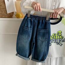 2026 Nuevos pantalones vaqueros casuales y holgados de otoño para niños, pantalones largos versátiles - Azul - Ver 2