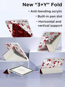 Cherry Style Silicone Cherry Bow Acrylic Crystal Protective Case, Compatible With Ipad Air 8(M4) 2026 (11-Inch), Air 8(M4) 2026 (13-Inch), 11/ 10/ 9/ Air 7/11 Inch/ Air 5/Kindle Paperwhite 11 Inch, Galaxy Tab A9 Plus, 3+Y Foldable Anti-Bend, Silicone Reinforced Corners, Auto Wake/Sleep, Pen Slot, Multi-Angle Stand Perfect Daily Protection, Spring Birthday Gift - Multicolor - View 6