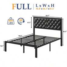 /Full/Twin Bed Frame With Tufted Headboard Metal Platform Bed Frame With Under-Bed Storage,All Metal Support System,No Box Spring Needed,Noise-,Easy Assembly - 黑色 - 查看 11
