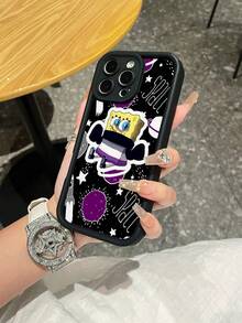 1pc Fashionable Creative Rocket & Starry Spongebob Cartoon Painted Pattern Shock-Proof Phone Case Cover Compatible With Samsung/Apple 17/16/15/14/13/12/11 Pro Max/12 Pro/14 Plus And Other Models - Multicolor - View 2