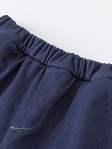 mini bala 2-6Y Kids Soft Denim Effect Pants, Seamless Waist, Spring 2026 Collection - Denim Dark Blue - View 6
