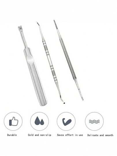 3pcs Stainless Steel Foot Care & Nail Grooming Kit - Includes Angled File And Double-Sided Nail Clipper