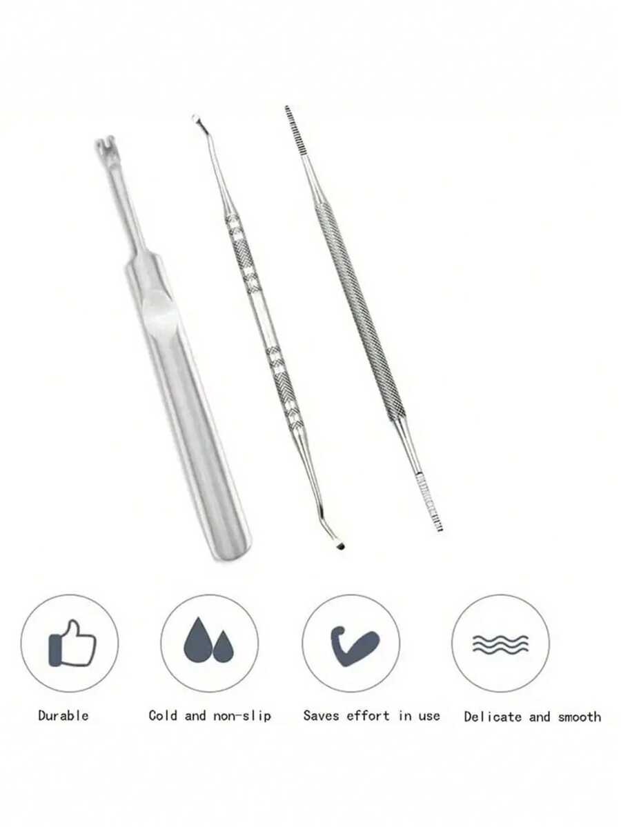 3pcs Stainless Steel Foot Care & Nail Grooming Kit - Includes Angled File And Double-Sided Nail Clipper - Multicolor - View 1