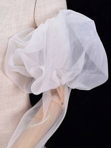 Manches de mariée en organza blanc avec manchettes élastiques, accessoires de mariage - laiteux - Voir 5
