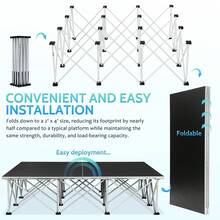 Portable Stage Platform 4x4ft, 1540lb Capacity & 16.5" H For Unobstructed Sightlines| 16-Strut Centipede Design| Foldable Stage For Events, Worship, Live Streams, Bars - Black - View 3