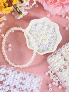200/1200 Pcs Pearl Beads For Jewelry Making, 5 Size Round Pearls For Bracelets Making Kit Small Pearl Filler Beads With Hole For DIY Craft Necklace Earrings - Pearl Set - View 7